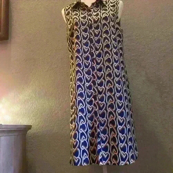 WOMEN'S CABI Heart Chain Print Sleeveless Shirt Dress Medium 90s Y2K Boho - Picture 12 of 15